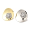 Rack Plating Brass Micro Pave Clear Cubic Zirconia Stud Earrings, Cadmium Free & Lead Free, Long-Lasting Plated, Flower, Platinum & Real 18K Gold Plated, 30x27mm