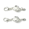 Zinc Alloy Magnetic Clasps, with Lobster Clasps, Extender for Jewelry Making, Flat Round with Heart, Silver, 34x9x5mm, Hole: 2mm