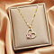 Alloy Rose Rhinestone Pendant Necklaces for Women, Golden, Heart, 17.72 inch(45cm)