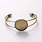 Nickel Free Brass Cuff Bangle Making, Blank Bangle Base, with Flat Round Tray, Antique Bronze, 60mm, Tray: 25mm