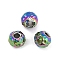 Textured 316 Surgical Stainless Steel Beads, Round, Ion Plating(IP), Rainbow Color, 4.5x5x5mm, Hole: 1.6mm