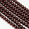 Eco-Friendly Dyed Glass Pearl Round Beads Strands, Grade A, Cotton Cord Threaded, Coconut Brown, 6mm, Hole: 0.7~1.1mm, about 72pcs/strand, 15 inch