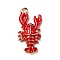 Zinc Alloy Enamel Pendants, Red, Golden, Lobster, 21x10x4mm, Hole: 1.4mm