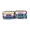 Electroplate Glass Beads, Column with Flower & Cloud Pattern, Colorful, 11.5~12x8~8.5mm, Hole: 1.2~1.4mm