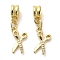 Rack Plating Brass Micro Pave Cubic Zirconia Charms, Long-Lasting Plated, Lead Free & Cadmium Free, Scissors, Real 18K Gold Plated, 25mm, Hole: 3.5mm