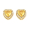 Brass Pave Cubic Zirconia Beads, with Glass, Long-Lasting Plated, Rack Plating, Cadmium Free & Lead Free, Heaet, Golden, Gold, 9.5x9.5x6mm, Hole: 1.6x3mm