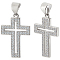 6Pcs Cross Brass Micro Pave Clear Cubic Zirconia Pendants, Lead Free & Nickel Free, Platinum, 21x12.5x1.5mm, Hole: 3x4mm