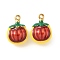 304 Stainless Steel Enamel Pendants, Ion Plating(IP), Golden, Pomegranate, 19x14x10mm, Hole: 1.4mm