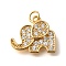 Brass Micro Pave Cubic Zirconia Pendants, Elephant Charms, with Jump Ring, Real 18K Gold Plated, 12.5x14.5x2.5mm, Hole: 2.5mm