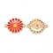 Alloy Enamel Link Connectors, Flower, Red, 19x23.5x2mm, Hole: 1.2mm