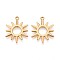 304 Stainless Steel Pendants, Sun Charm, Ion Plating(IP), Real 18K Gold Plated, 31.5x24.5x2mm, Hole: 1.8mm