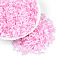 Glass Bugle Beads, Imitation Cat Eye, Pink, 6.5~7x1.5~2mm, Hole: 0.8~1mm, about 13636pcs/pound