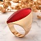 Resin Horse Eye Finger Rings, Golden Tone Alloy Statement Rings for Women, Crimson, US Size 8 1/2(18.5mm), Horse Eye: 37x13mm