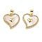 Brass Pendants, with Shell, Lead Free & Cadmium Free, Rack Plating, Long-Lasting Plated, Real 18K Gold Plated, 19x18x3mm, Hole: 4x3.5mm