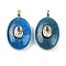 Natural Apatite & Cubic Zirconia Pendants, Oval Charms with Brass Loops, Golden, 21.5x13x6.5mm, Hole: 1.8mm