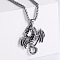 Vintage Stainless Steel Dragon Pendant Punk Hip-hop Necklaces for Men, Stainless Steel Color, Pendant: 46x38mm