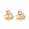 Brass Micro Pave Cubic Zirconia Connector Charms, Swan with Heart, Real 18K Gold Plated, 15x12.5x2.5mm, Hole: 1mm