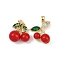 Brass Micro Pave Cubic Zirconia Pendants, Cherry, with ABS Plastic Pearl, Lead Free & Cadmium Free, Long-Lasting Plated, Rack Plating, Real 18K Gold Plated, 19.5~21.5x17.5~18.5x10mm, Hole: 5x3/4x2mm