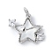 Brass Micro Pave Cubic Zirconia and Glass Pendants, Star Charms, Rack Plating, Long-Lasting Plated, Cadmium Free & Lead Free, with Jump Ring, Platinum, 14.5x16.5x7mm, Hole: 3.5mm