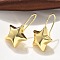 Star Brass Dangle Earrings, Cadmium Free & Lead Free, Rack Plating, Real 18K Gold Plated, 35.5x22mm