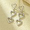 Non-Tarnish 304 Stainless Steel Stud Earrings, Stainless Steel Color, Heart, 55x15mm