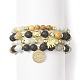 4 pièces 4 style naturel et synthétique mixte pierres précieuses et tête bouddhiste perlé ensemble de bracelets extensibles BJEW-JB09326-2
