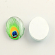 Cabochons flatback ovales de verre de motif de plume pour les projets de bricolage X-GGLA-R022-30x22-24O-1