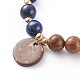 Bracelet en perles de bois et pierre BJEW-JB06104-3