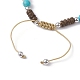 Fußkettchen aus synthetischen türkisfarbenen geflochtenen Perlen mit Seestern und Schildkröte AJEW-AN00564-02-4