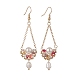 Boucles d'oreilles en perles naturelles et gouttes de verre avec fleur EJEW-TA00222-04-1