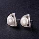 Shegrace adorable triangle 925 boucles d'oreilles à tige en argent sterling avec perles et boules JE195A-3