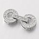 Flat Round Brass Micro Pave Cubic Zirconia Fold Over Clasps ZIRC-I014-64-FF-3