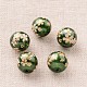 Flower Picture Printed Glass Round Beads GLAA-J089-10mm-B-2