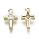 Ciondoli a croce in ottone con micro pavé di zirconi cubici KK-R136-049-NF-2