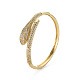女性のためのヘビの腕輪  真鍮マイクロパヴェキュービックジルコニア腕輪  ニッケルフリー  16KGP本金メッキ  内径：2-1/4インチ（5.6cm） BJEW-Q700-004-NF-4