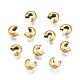 304 Stainless Steel Crimp Beads Covers, Vacuum Plating, Golden, 3x4mm, Hole: 1.6mm