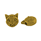 チベット風合金子猫ビーズ  猫の頭  鉛フリー＆カドミウムフリー  アンティーク黄金  8x8x5mm  穴：2mm TIBEP-GC178-AG-RS-1