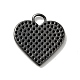 Ciondoli cuore in ottone micro pavé di zirconi neri KK-G419-24B-3