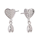 Rhodium Plated 925 Sterling Silver Stud Earring Findings STER-F048-27P-3