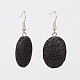 Dyed Oval Synthetic Lava Rock Gemstone Dangle Earrings EJEW-JE01689-2