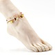 Ensemble de bracelets de cheville en perles de quartz fraise naturelle pour fille femme AJEW-AN00450-03-7