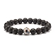 Bracelet pierre de lave naturelle & perles mala tibétaines dzi BJEW-JB07468-02-1