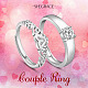 SHEGRACE Adjustable Rhodium Plated 925 Sterling Silver Couple Rings JR747A-3