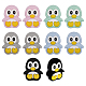 Gomakerer 10 pz 5 colori pinguino perline in silicone ecologico per uso alimentare SIL-GO0001-13-1