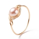 Anillo de dedo de perlas de concha redonda natural RJEW-JR00412-1
