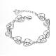 Exquisite Silver Plated Brass Heart Link Bracelets BJEW-BB00795-1