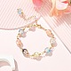 Resin with Gold Foil Round Beaded Chain Bracelet BJEW-JB09474-02-4
