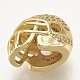 真鍮マイクロペーブキュービックジルコニアフットボールヘルメットビーズ  透明  ゴールドカラー  13.5x10.5x10mm  穴：2mm ZIRC-S061-52G-3