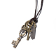 Регулируемые мужские подвески из цинкового сплава и ожерелья лариат с кожаным шнуром NJEW-BB15995-B-10