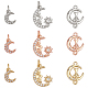 Unicraftale 9Pcs 9 Style Brass Micro Pave Clear Cubic Zirconia Charms ZIRC-UN0001-06-1